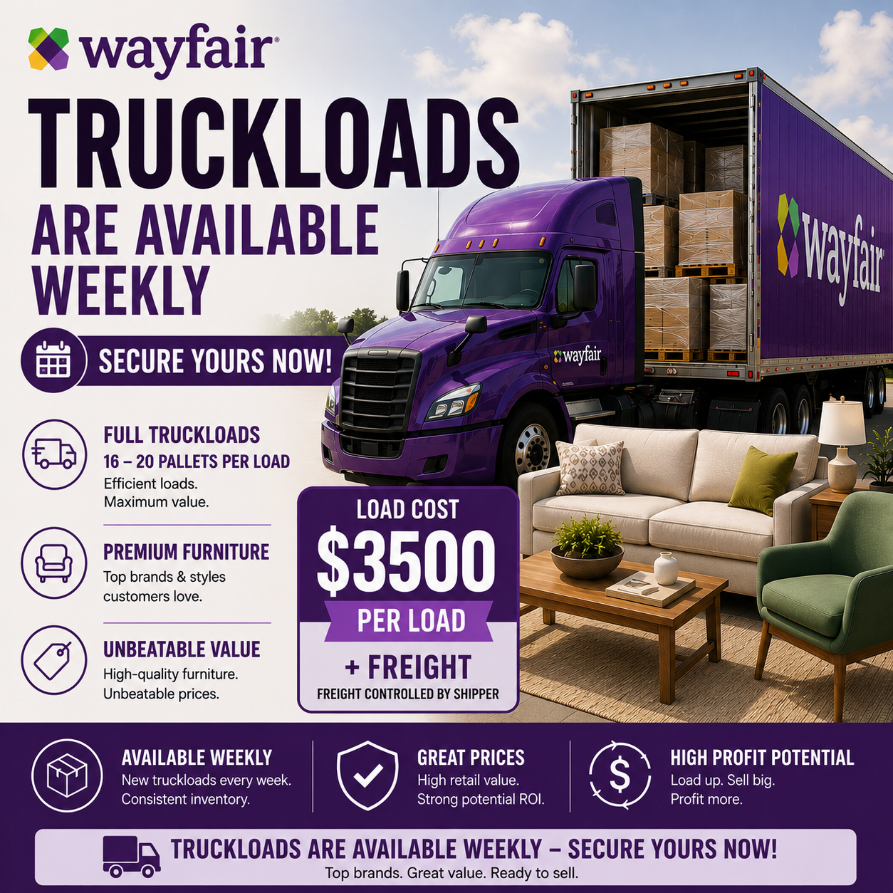 Wayfair Furniture Truckloads