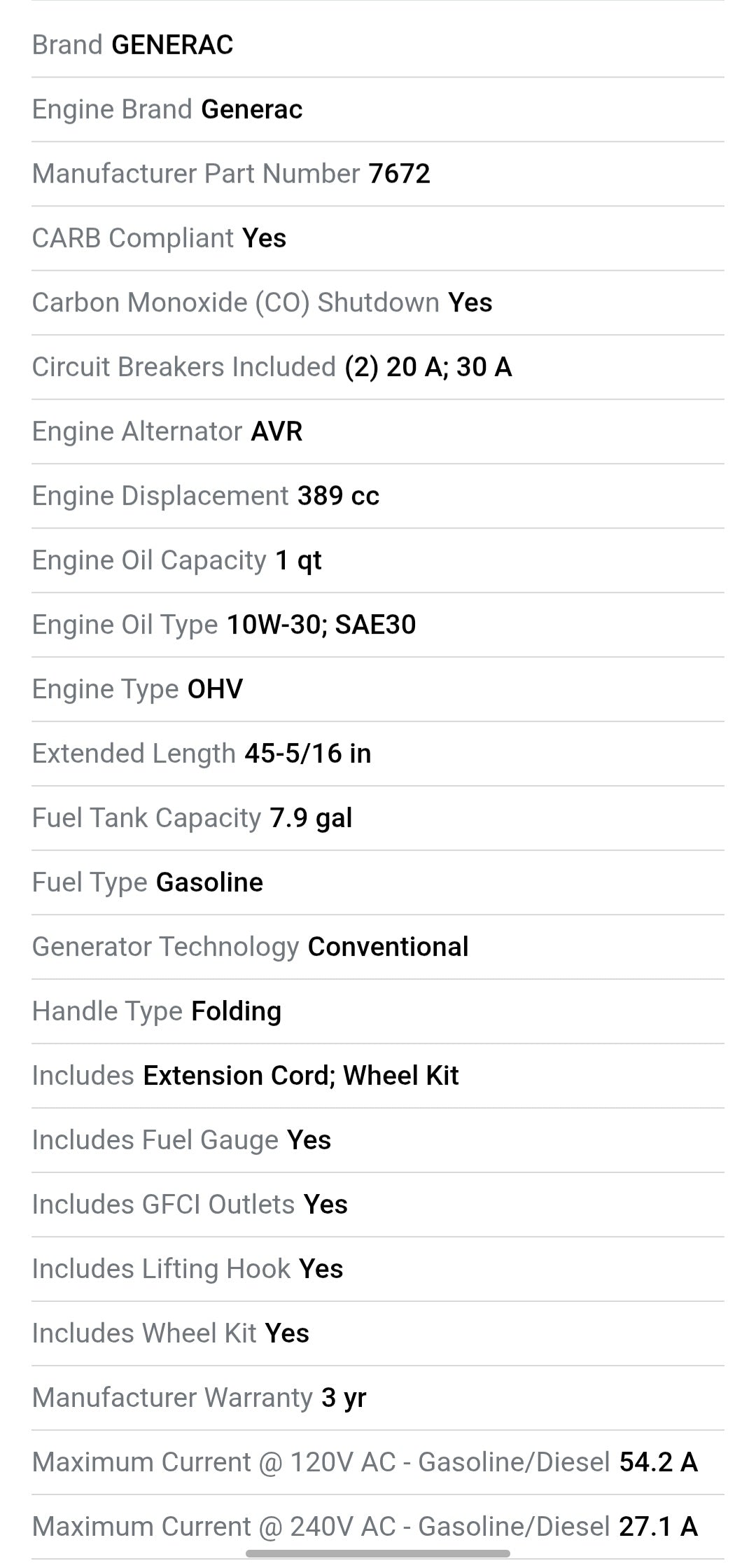 Generac GP6500 Generator