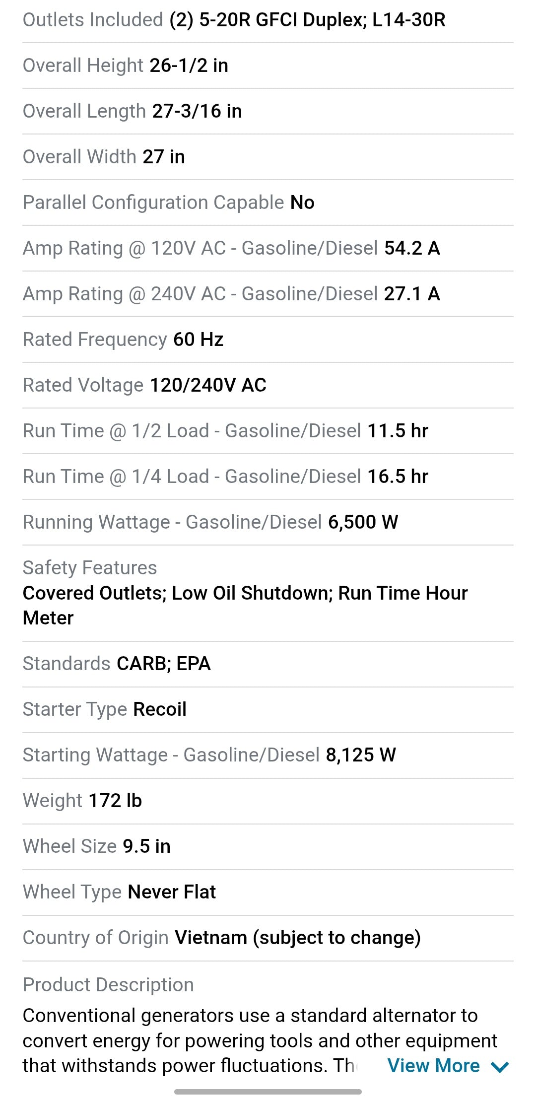Generac GP6500 Generator