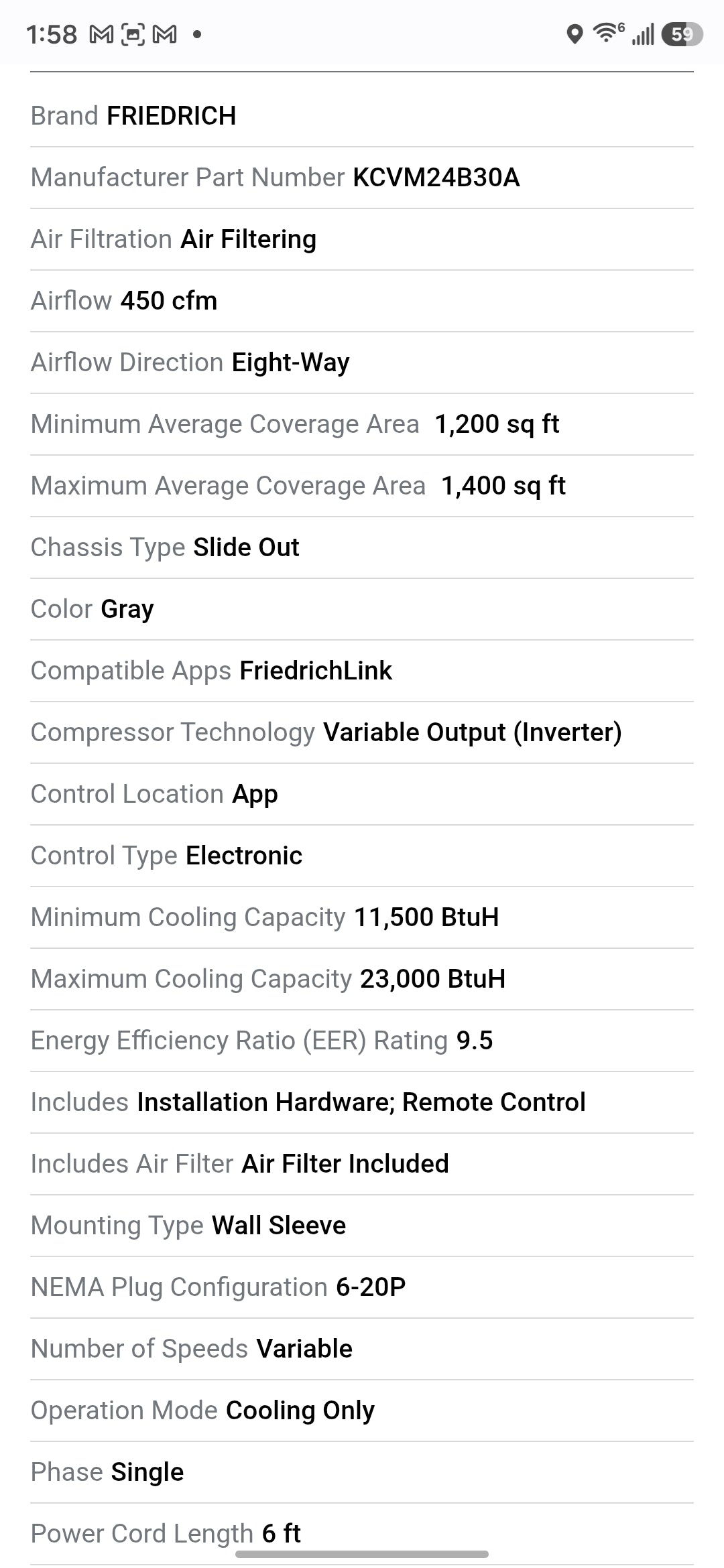 Friedrich Kuhl Series Smart Air Conditioner