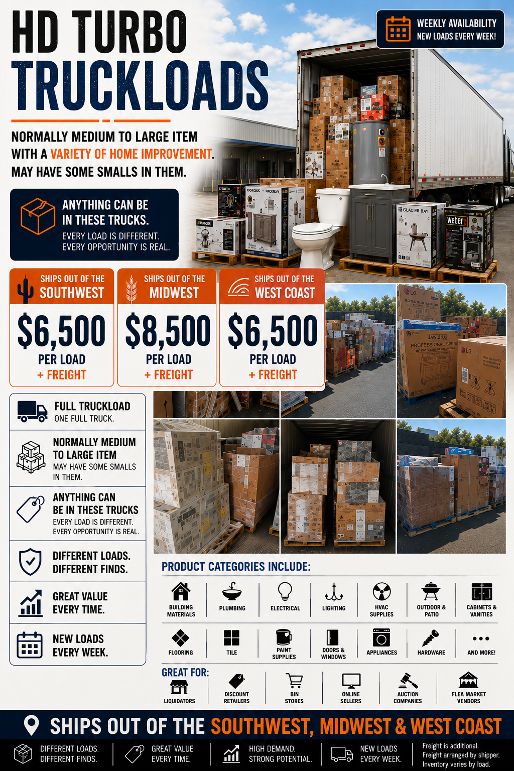 HD Turbo South West/Midwest/West Coast Truckloads