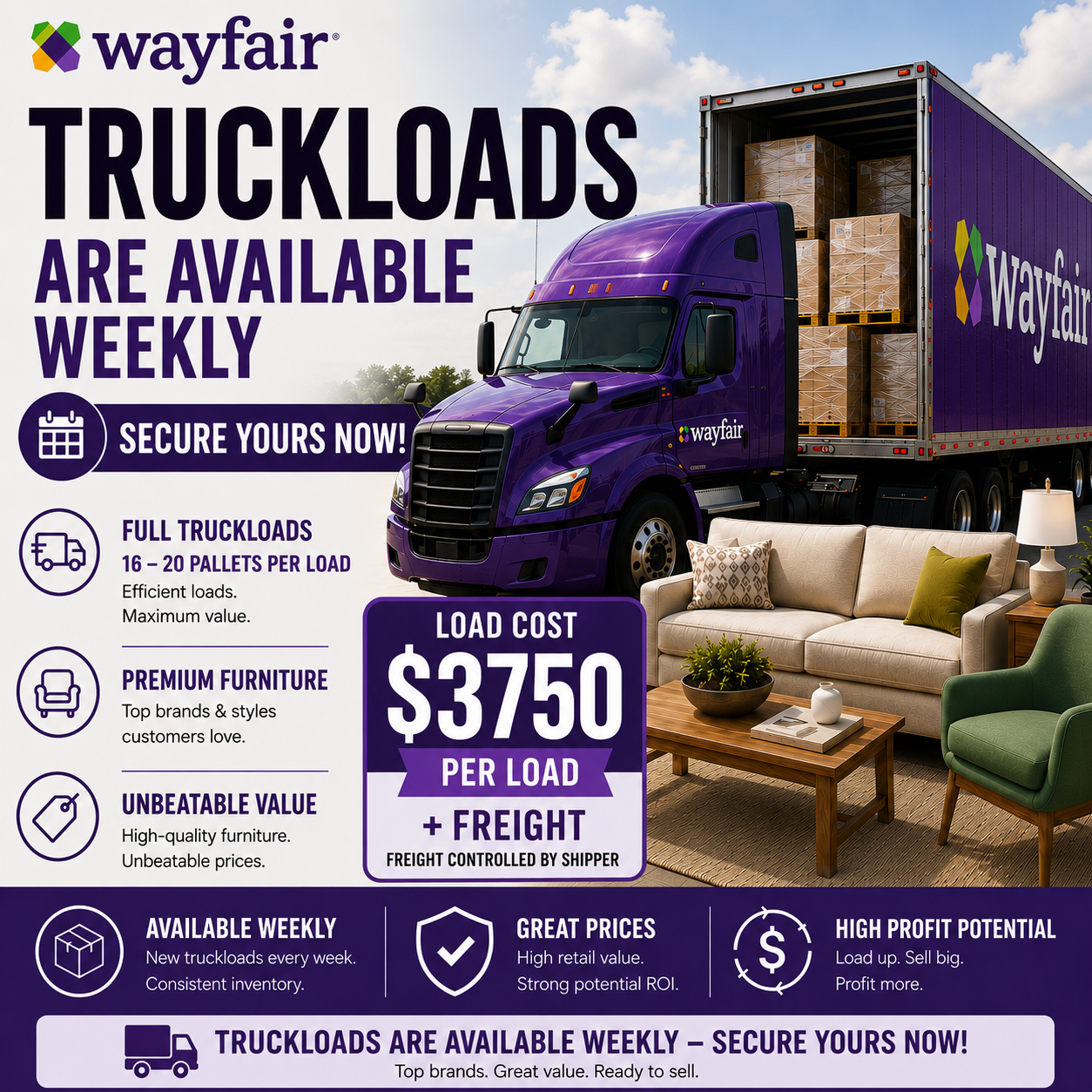 Wayfair Furniture Truckloads